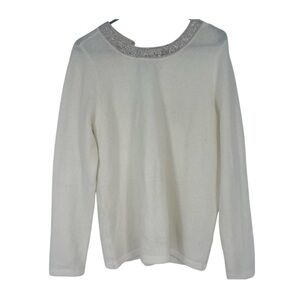 HALOGEN SWEATER CREWNECK Rhinestones Longselve fluffy Size M